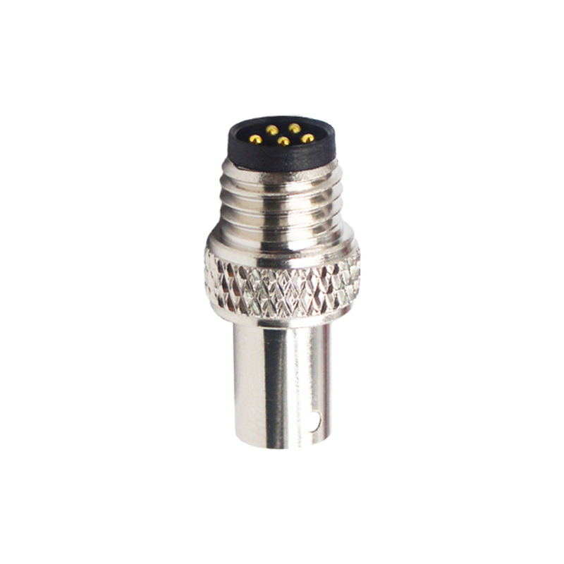 M8 5pins B code male moldable connector with shielded,brass with nickel plated screw